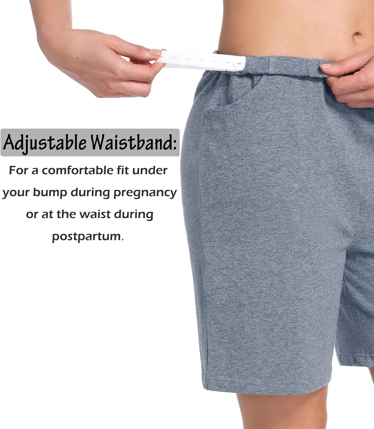 SUIEK Women's Maternity Shorts Lounge Workout Activewear Pregnancy Pants Maternity Cotton Pajamas - 3 Pack