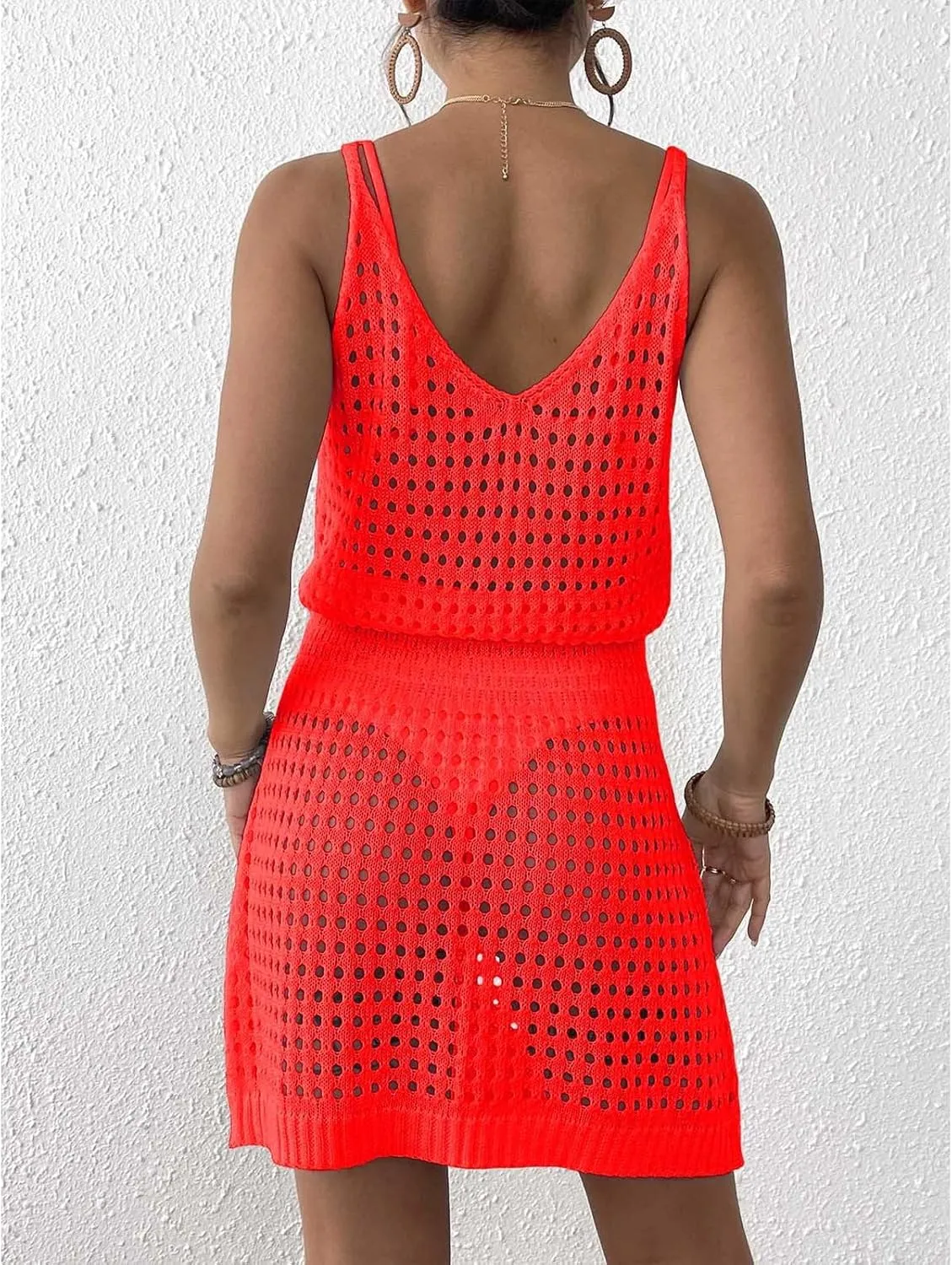 Summer Crochet Hollow Out Knit Beach Bathing Suit Swim Cover Ups Cruise Outfits Vacation Dresses for Women 2025