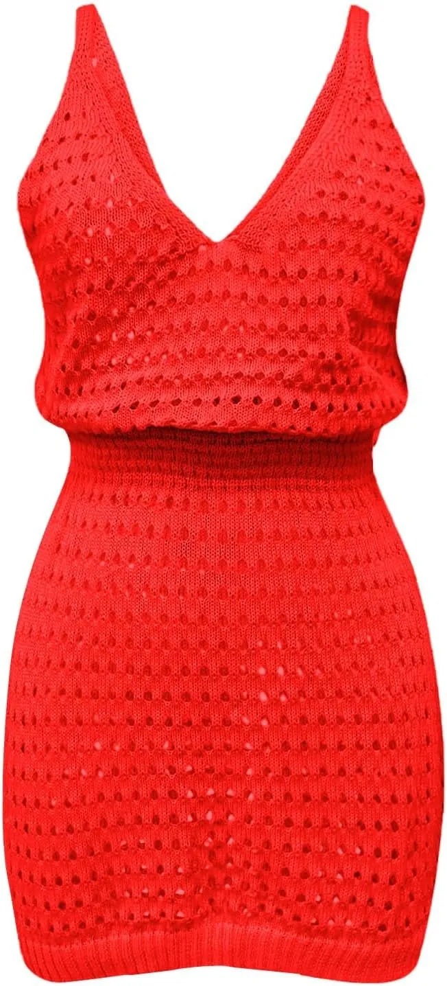 Summer Crochet Hollow Out Knit Beach Bathing Suit Swim Cover Ups Cruise Outfits Vacation Dresses for Women 2025