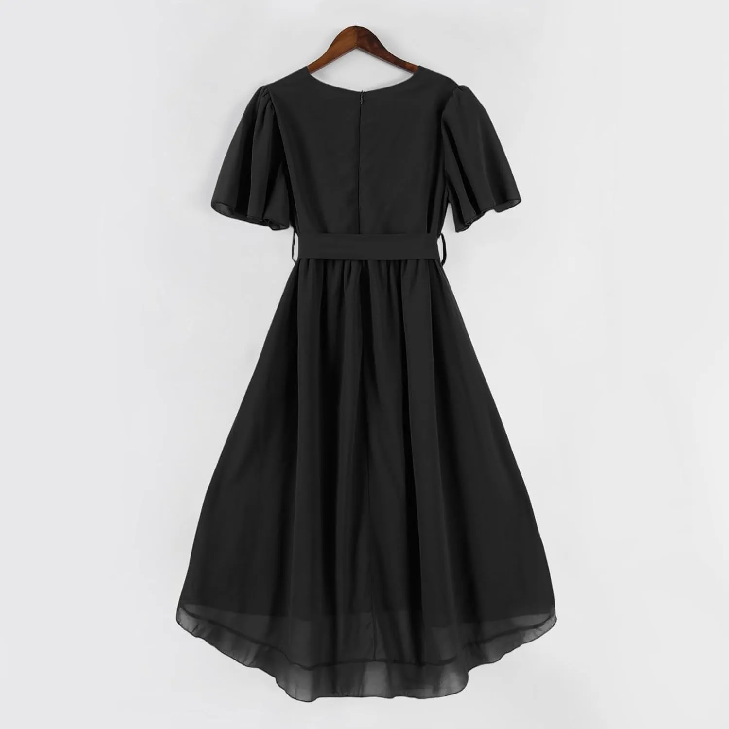 Summer Dresses for Women 2025 Boho Floral Printed Chiffon Dresses V Neck Belted Wedding Guest Dress Prom Midi Dresses