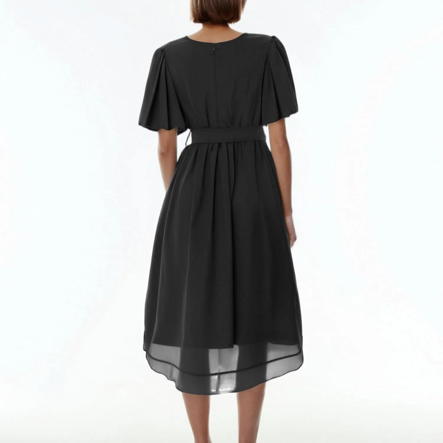 Summer Dresses for Women 2025 Boho Floral Printed Chiffon Dresses V Neck Belted Wedding Guest Dress Prom Midi Dresses