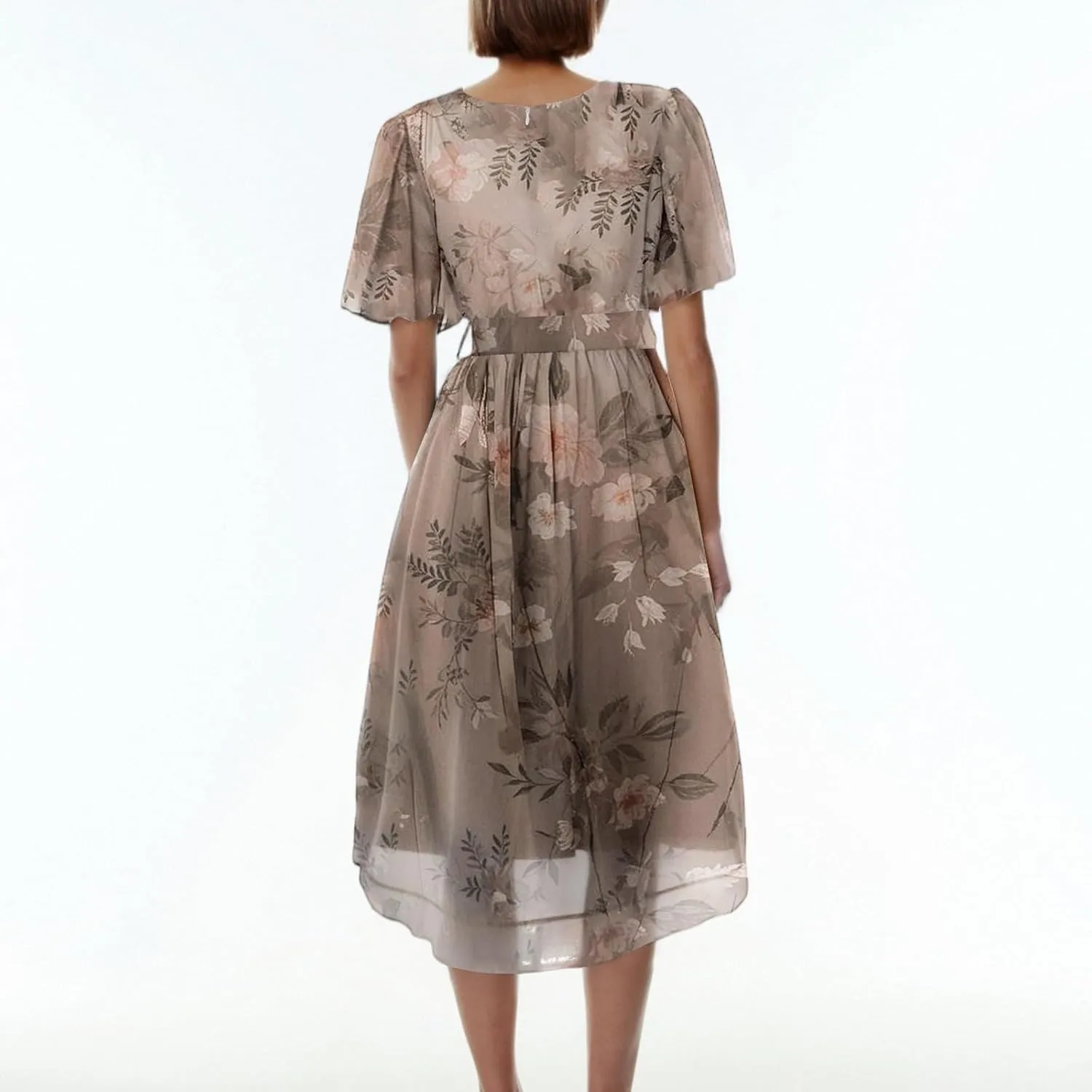 Summer Dresses for Women 2025 Boho Floral Printed Chiffon Dresses V Neck Belted Wedding Guest Dress Prom Midi Dresses