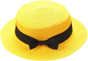 Sun Hat for Girls Boys Bowknot Hat for Kids Wide Brim Boater Hat Foldable Flat Top Beach Hats