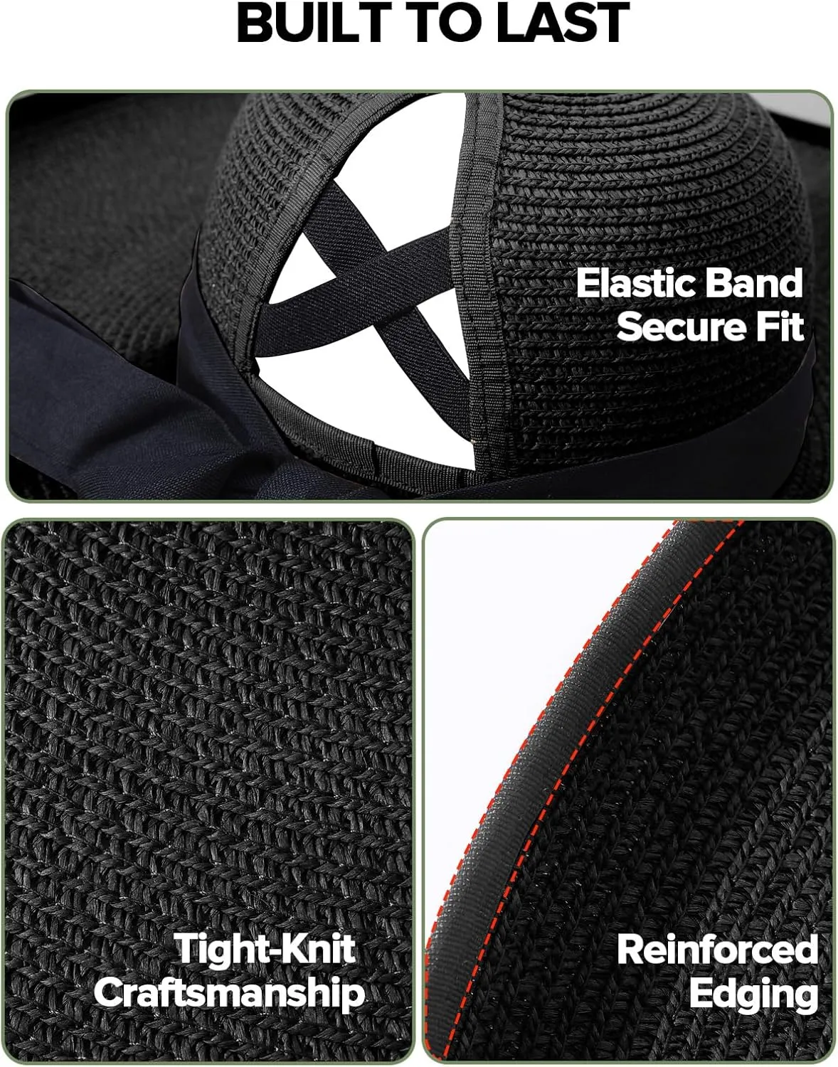 Sun Hats for Women with Ponytail Hole, Wide Brim Beach Hats for Women, Floppy Straw Hat Foldable, Packable Summer Hats Women