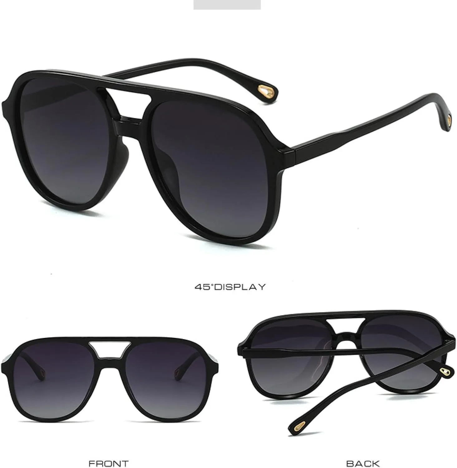Sunglasses Unisex Double Bridge Sun Glasses Uv400 Vintage Shades for Women & Men Anti-glare Driving