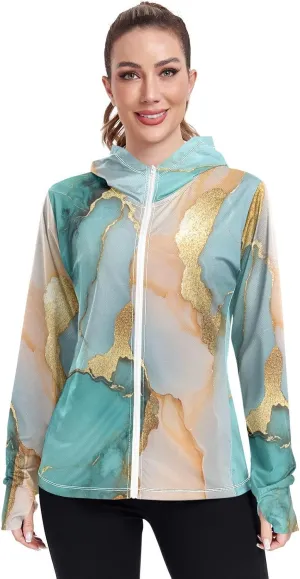 Sunscreen Hoodie Long Sleeve Running Shirts UPF 50  Protection Zip Up Jacket Hiking Outdoor