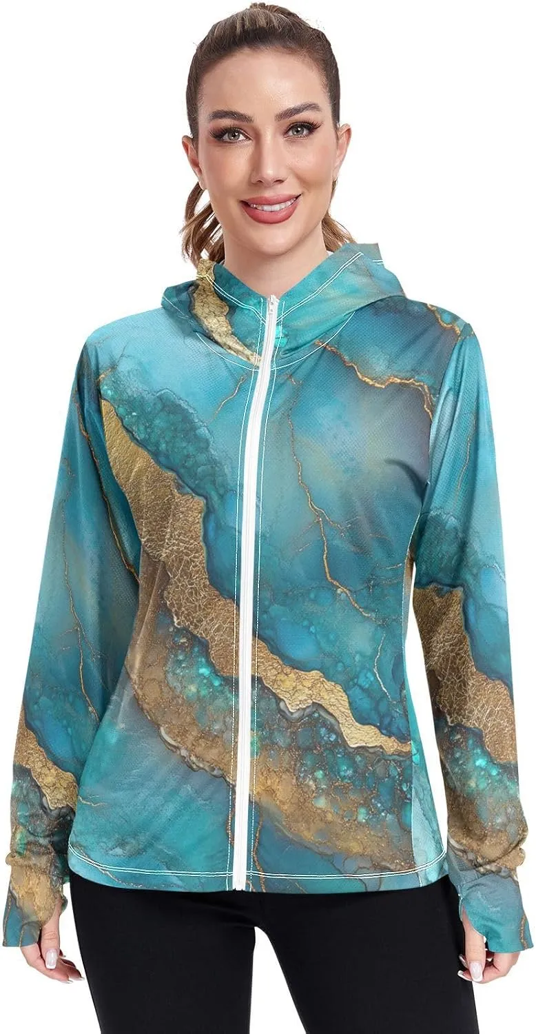 Sunscreen Hoodie Long Sleeve Running Shirts UPF 50  Protection Zip Up Jacket Hiking Outdoor