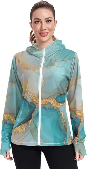 Sunscreen Hoodie Long Sleeve Running Shirts UPF 50  Protection Zip Up Jacket Hiking Outdoor