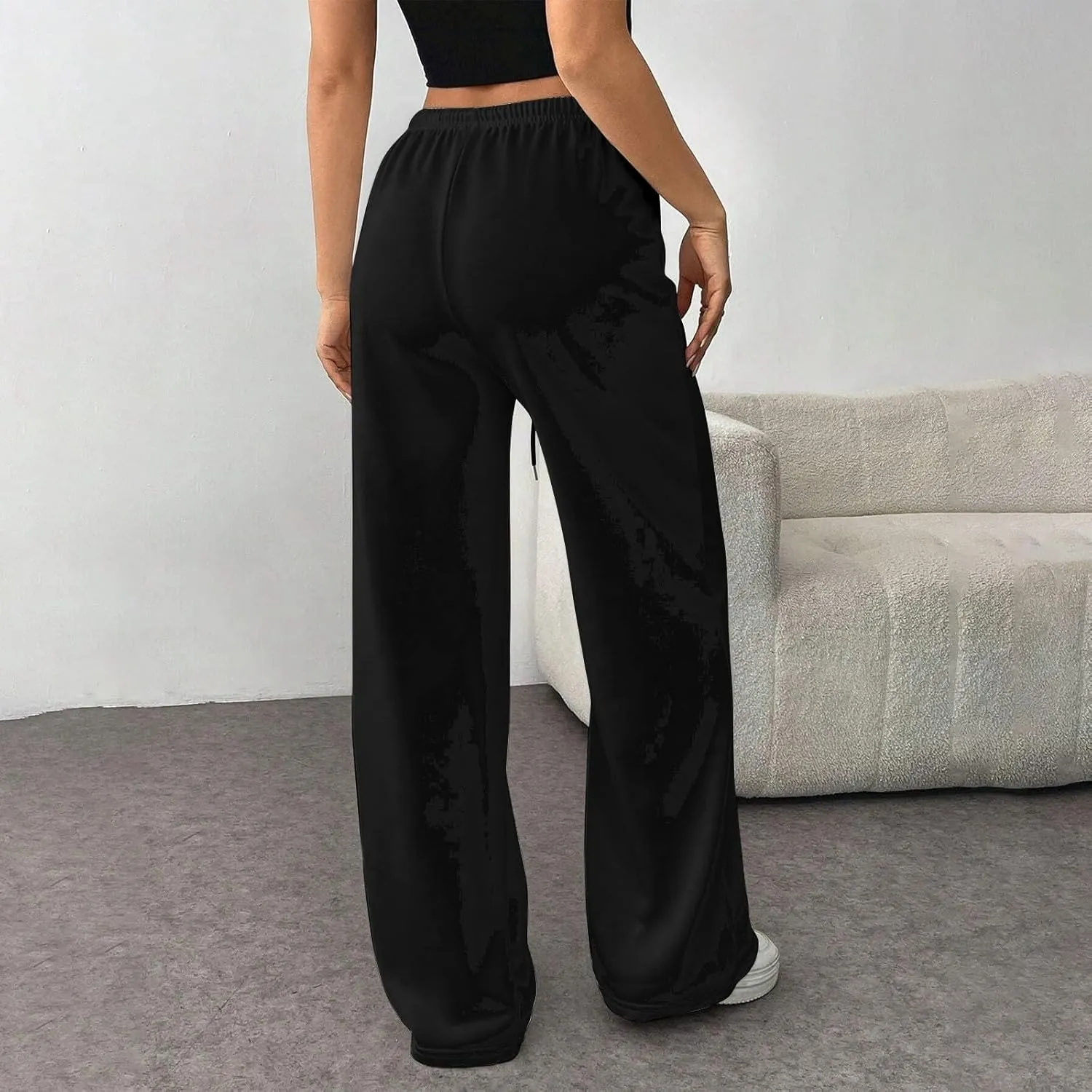 Sweatpants Women Baggy Drawstring High Waisted Wide Leg Pants Casual Winter Loose Comfy Fleece Joggers with Pockets