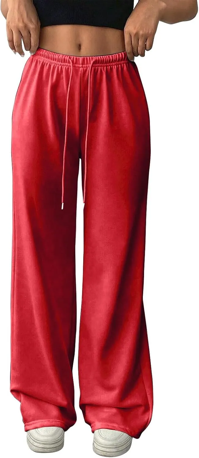 Sweatpants Women Baggy Drawstring High Waisted Wide Leg Pants Casual Winter Loose Comfy Fleece Joggers with Pockets