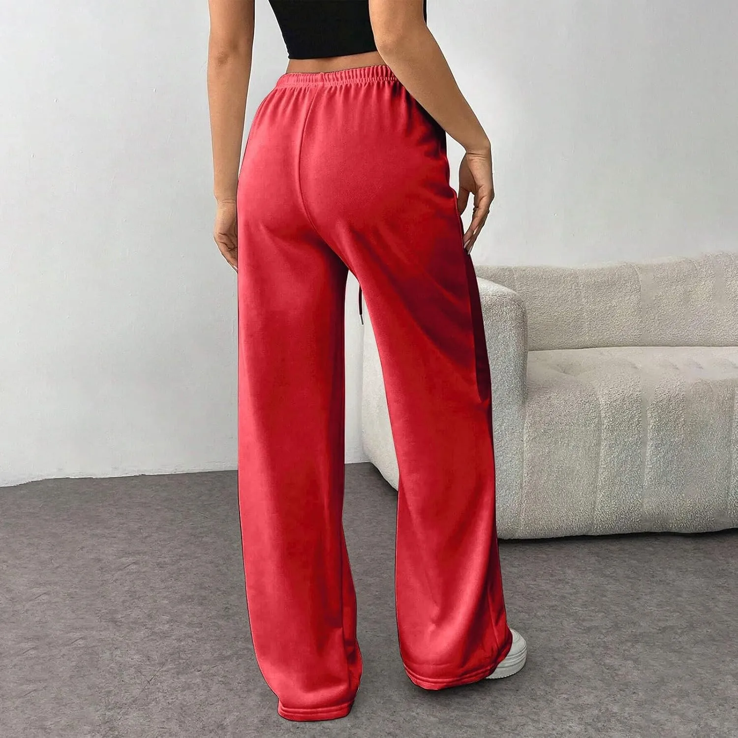 Sweatpants Women Baggy Drawstring High Waisted Wide Leg Pants Casual Winter Loose Comfy Fleece Joggers with Pockets