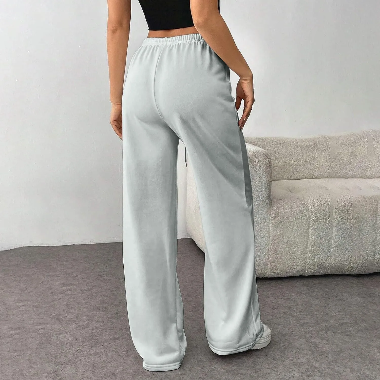Sweatpants Women Baggy Drawstring High Waisted Wide Leg Pants Casual Winter Loose Comfy Fleece Joggers with Pockets