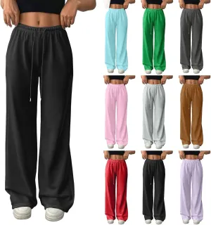 Sweatpants Women Baggy Drawstring High Waisted Wide Leg Pants Casual Winter Loose Comfy Fleece Joggers with Pockets