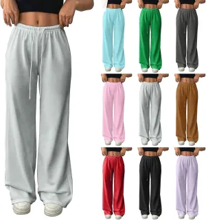 Sweatpants Women Baggy Drawstring High Waisted Wide Leg Pants Casual Winter Loose Comfy Fleece Joggers with Pockets