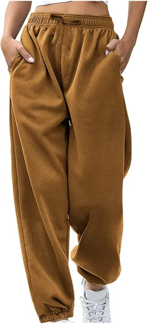 Sweatpants Women Baggy Drawstring Pants Spring High Waisted Joggers Athletic Workout Cargo Lounge Pants 2025