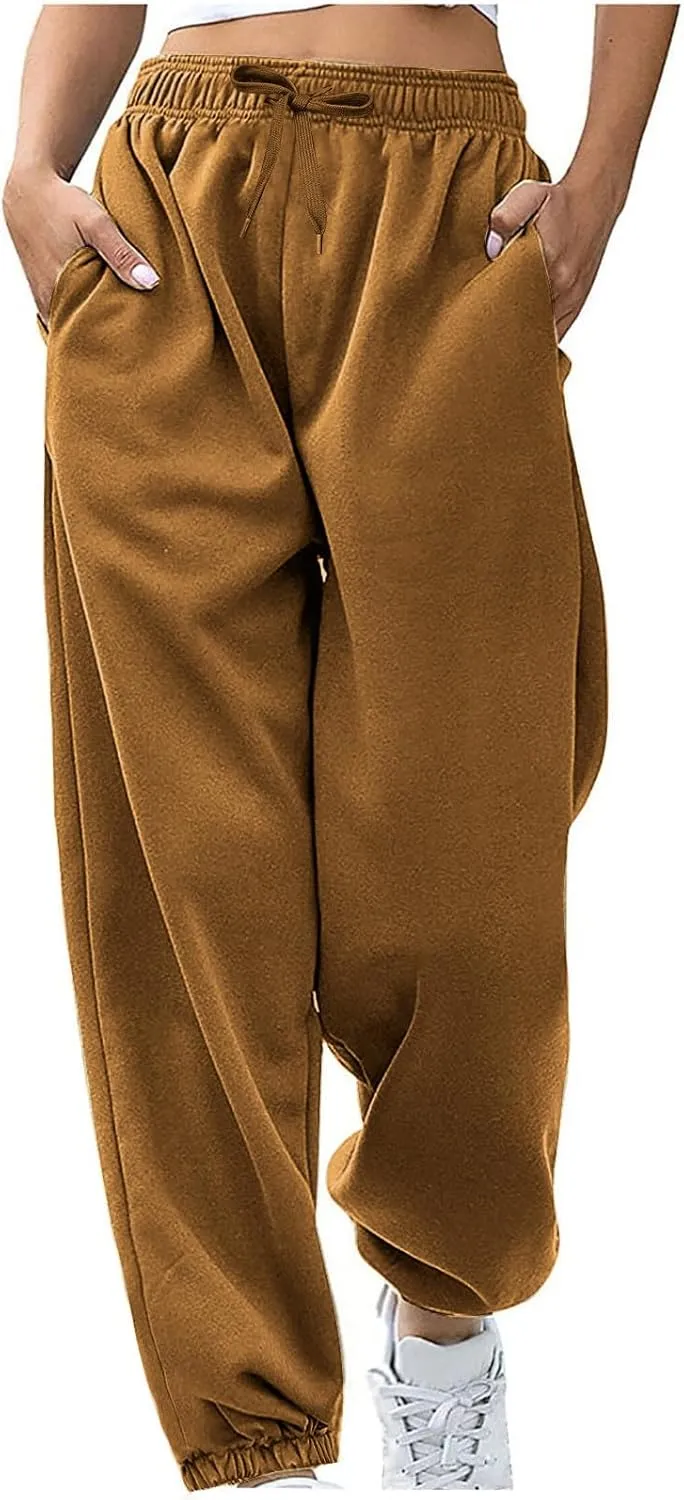 Sweatpants Women Baggy Drawstring Pants Spring High Waisted Joggers Athletic Workout Cargo Lounge Pants 2025