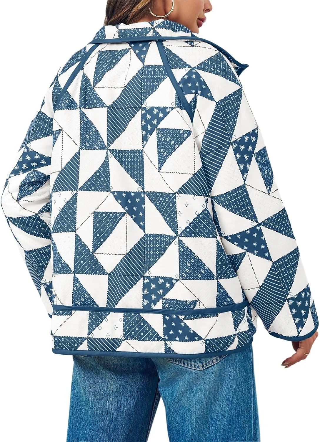 Tankaneo Womens Quilted Puffer Jacket Patchwork Lightweight Padded Puffy Down Coat Outerwear