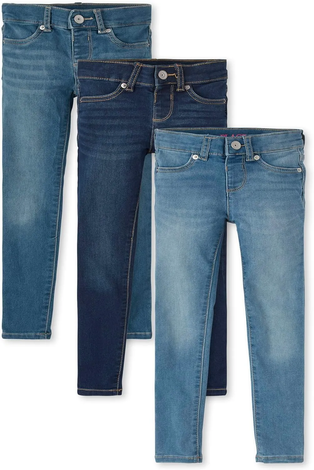 The Children's Place,Girls,Stretch Denim Jeggings, 3 Pack,Vaile Wash,12