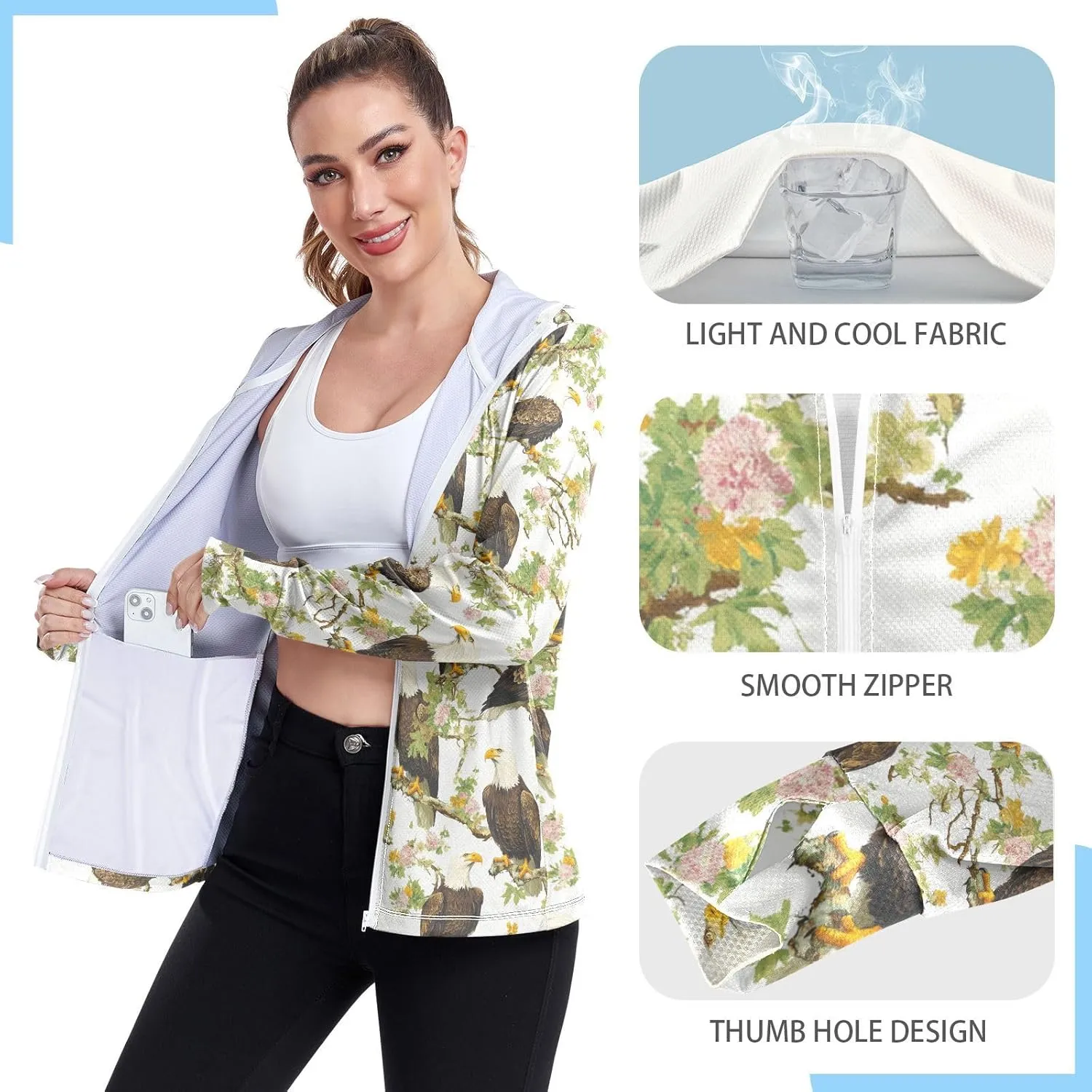 Thin Hoodies For Women with Thumb Holes Athletic t Shirts Women UPF 50  Protection Cute Sweatshirt Hiking Outdoor