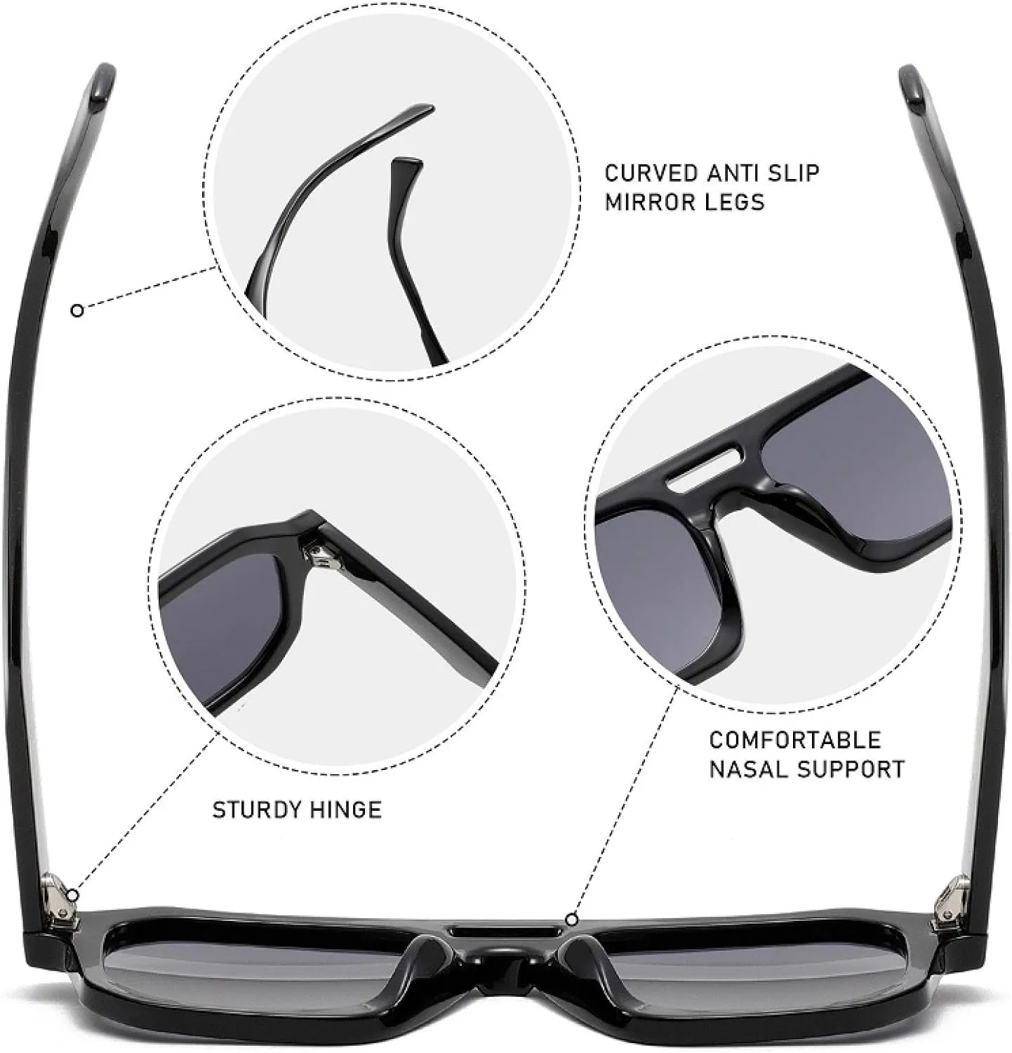 Trendy Sunglasses Vintage Shades Women Men Double Bridge Eyewear Fashion Uv400 Protection Retro
