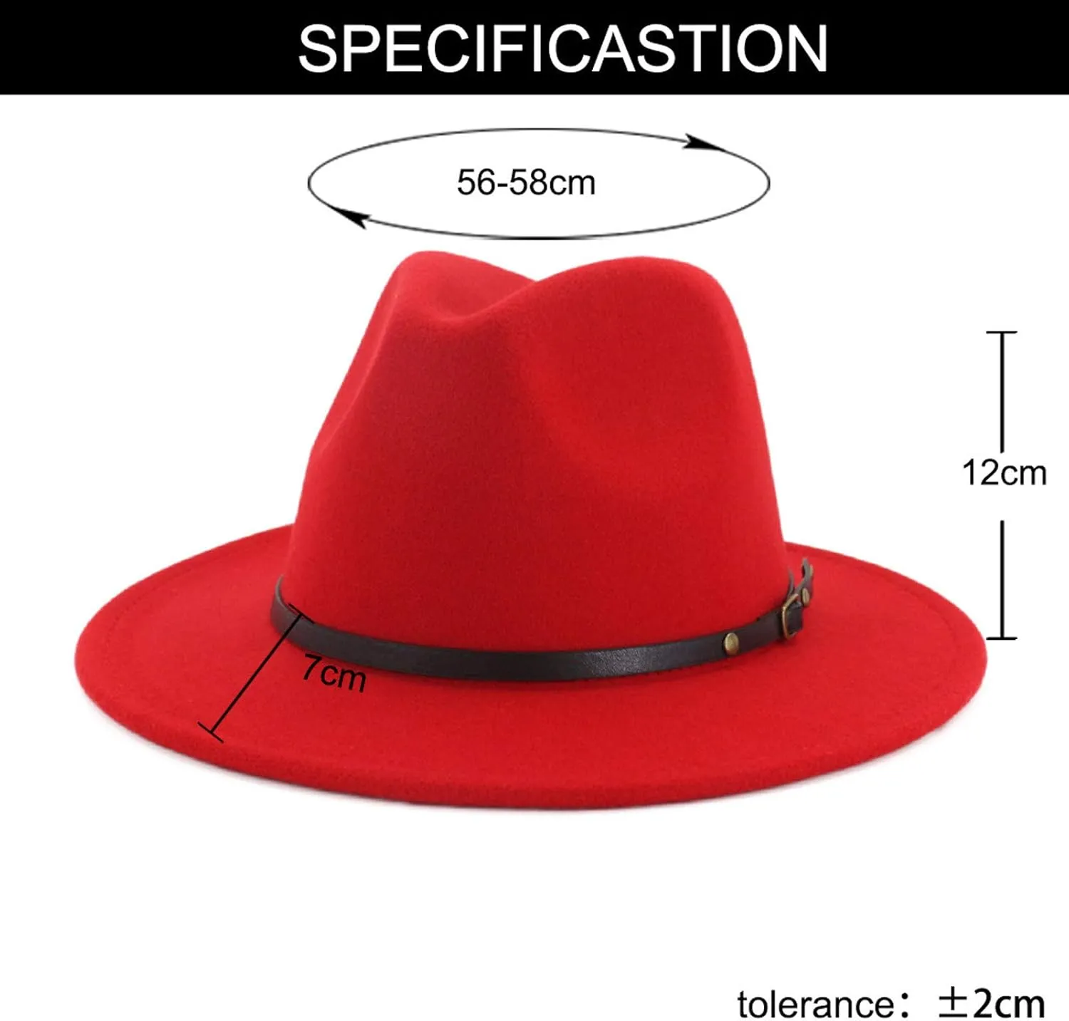Two Tone Red Bottom Wide Brim Wool Felt Fedora Hat Unisex Floppy Panama Hat Cowboy Cap Sunhat Casual Jazz Hats for Men Women