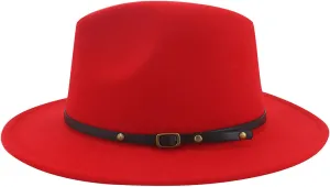 Two Tone Red Bottom Wide Brim Wool Felt Fedora Hat Unisex Floppy Panama Hat Cowboy Cap Sunhat Casual Jazz Hats for Men Women