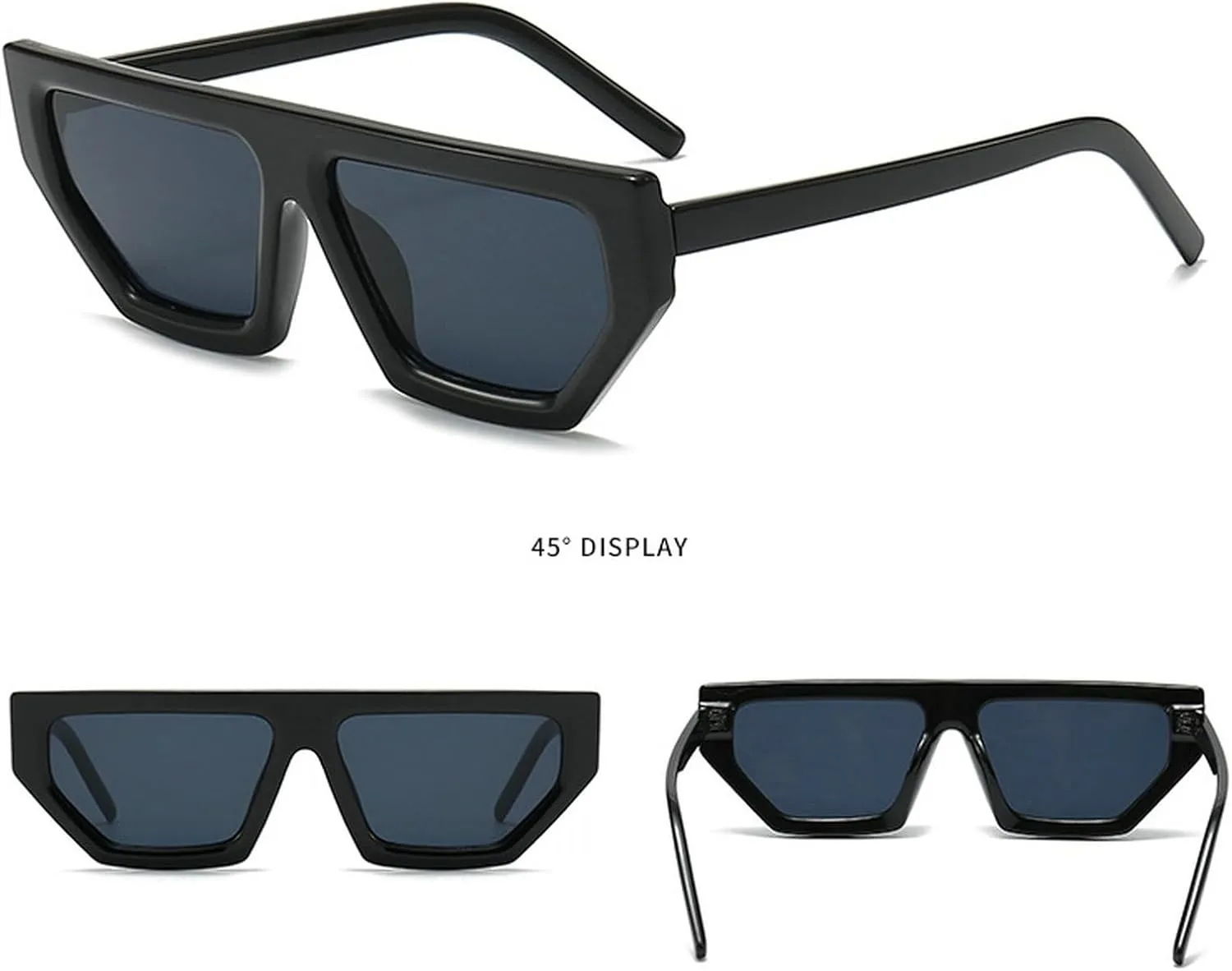 Vintage Square Sunglasses for Women Men Cat Eye Sunglasses Thick Frame Eyewear Female Fashion Polygon Sun Glasses