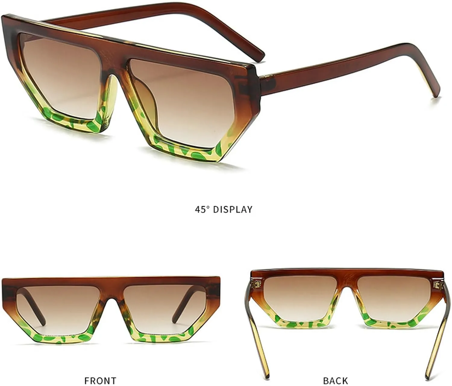 Vintage Square Sunglasses for Women Men Cat Eye Sunglasses Thick Frame Eyewear Female Fashion Polygon Sun Glasses