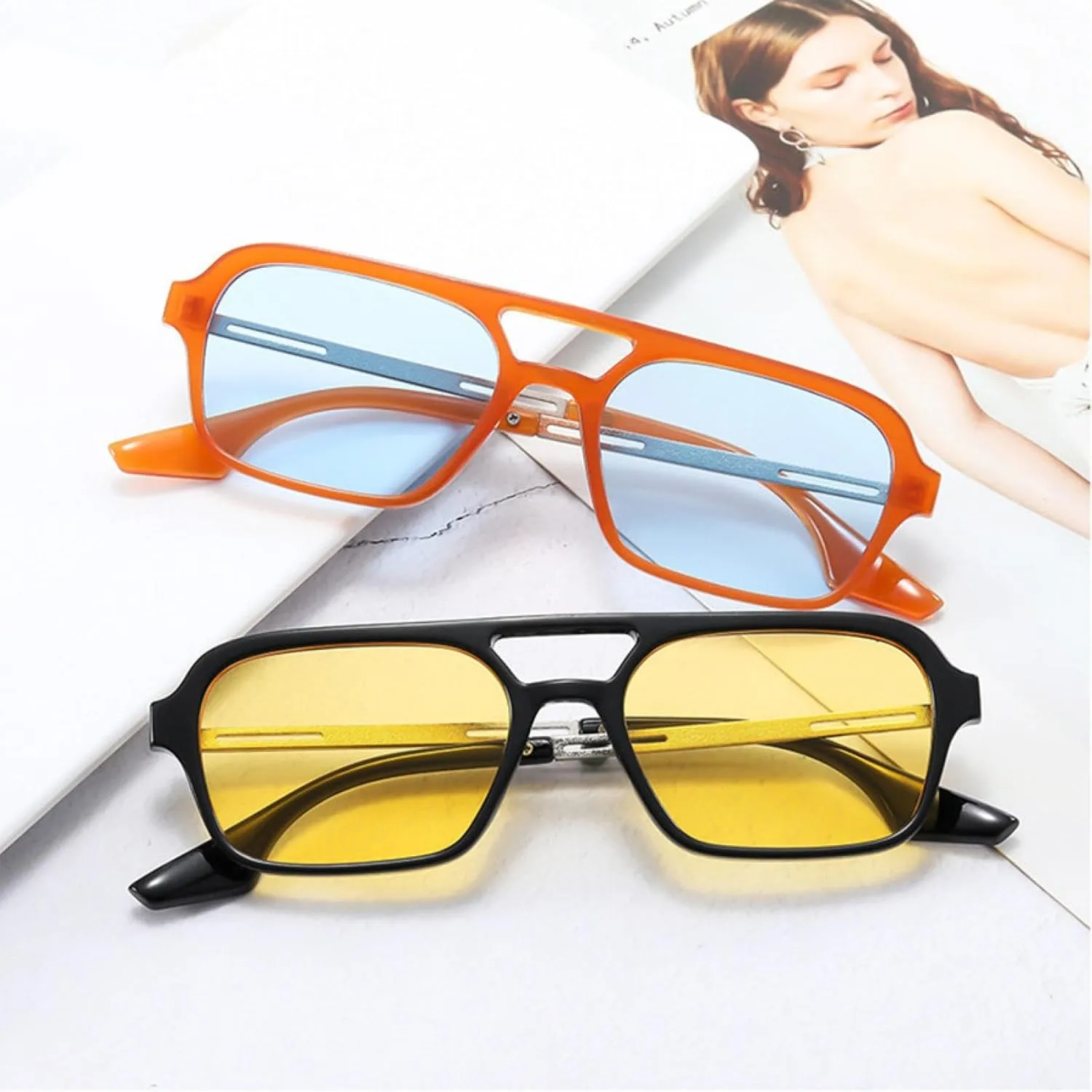 Vintage Sunglasses for Women Men Luxury Small Rectangle Female