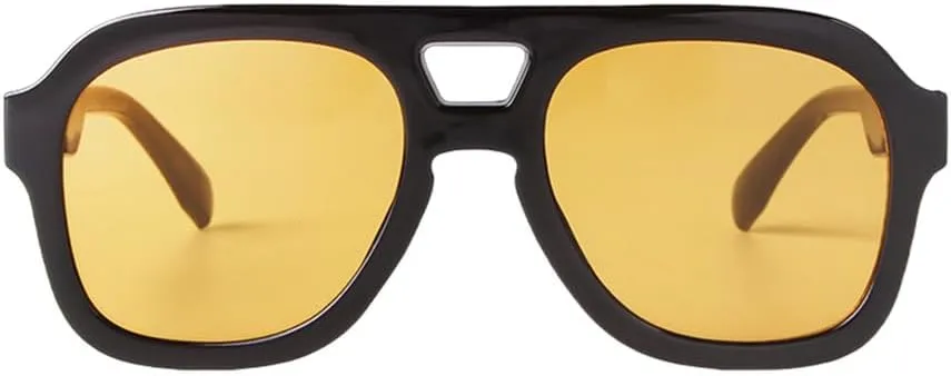 Vintage Tortoiseshell Blue Sunglasses Women Men Fashion Double Bridge Orange Lens Sun Glasses UV