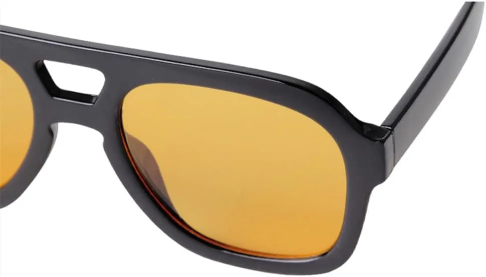 Vintage Tortoiseshell Blue Sunglasses Women Men Fashion Double Bridge Orange Lens Sun Glasses UV