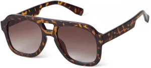 Vintage Tortoiseshell Blue Sunglasses Women Men Fashion Double Bridge Orange Lens Sun Glasses UV