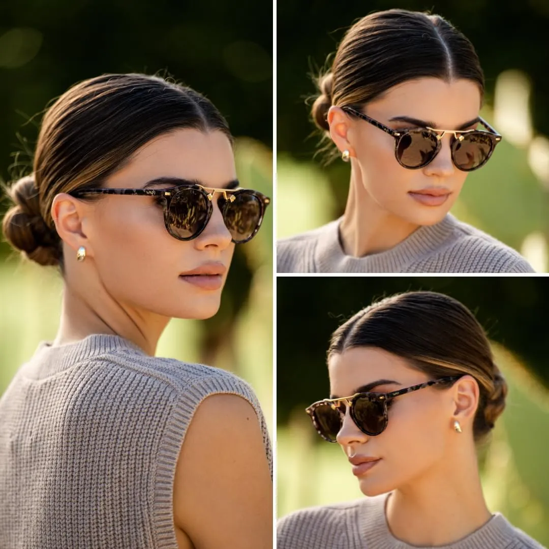 WearMe Pro - Women's Polarized, Round Retro, Double-Bridge Vintage Sunglasses