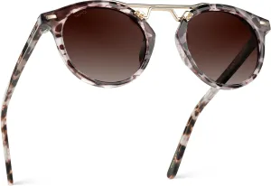 WearMe Pro - Women's Polarized, Round Retro, Double-Bridge Vintage Sunglasses