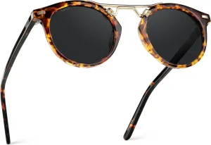 WearMe Pro - Women's Polarized, Round Retro, Double-Bridge Vintage Sunglasses