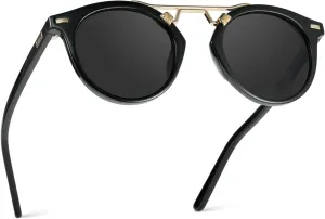 WearMe Pro - Women's Polarized, Round Retro, Double-Bridge Vintage Sunglasses