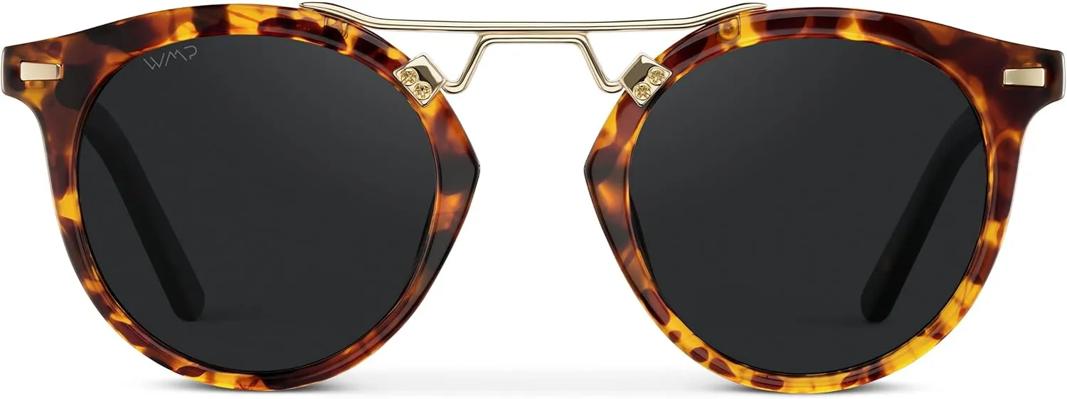 WearMe Pro - Women's Polarized, Round Retro, Double-Bridge Vintage Sunglasses