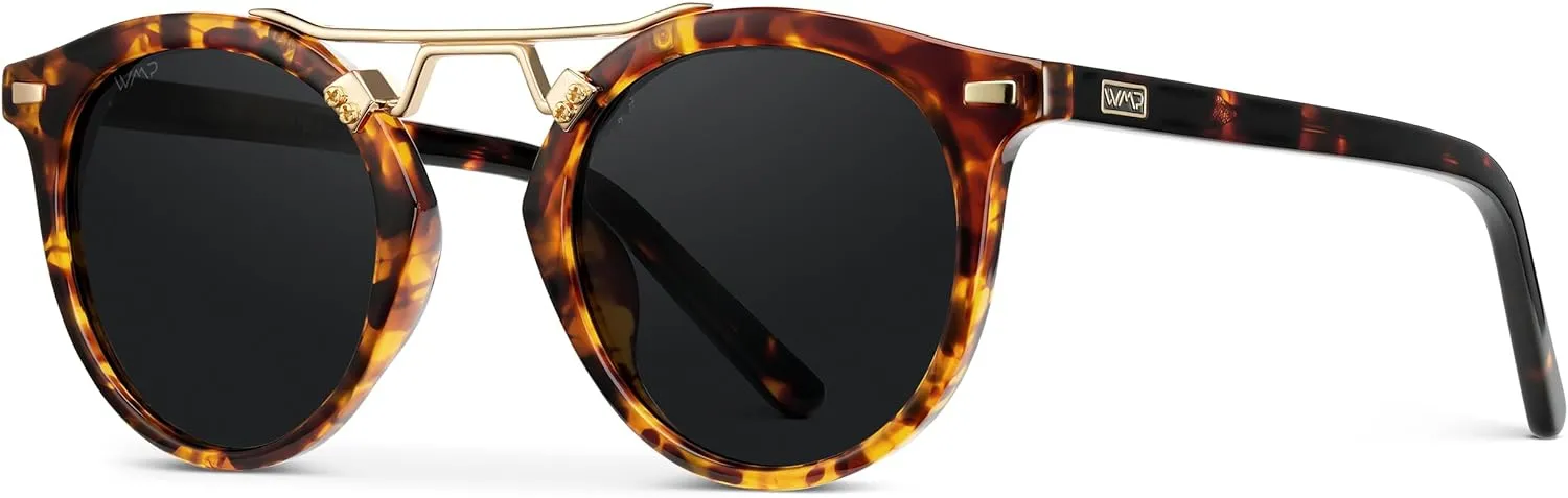 WearMe Pro - Women's Polarized, Round Retro, Double-Bridge Vintage Sunglasses