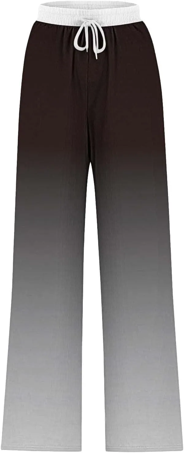 Wide Leg Baggy Pants Fashion Lacing Solid Color Waist Waist Wide Leg Casual Pants Fleece Joggers Womens Wide Leg