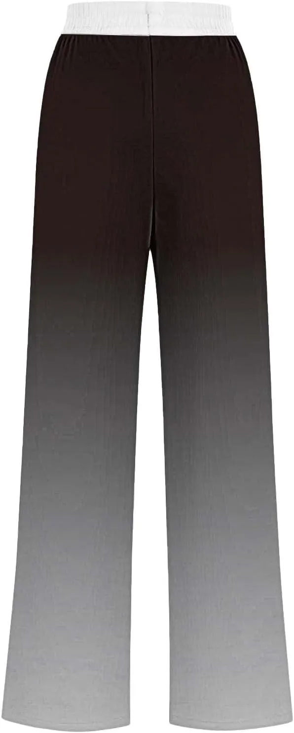 Wide Leg Baggy Pants Fashion Lacing Solid Color Waist Waist Wide Leg Casual Pants Fleece Joggers Womens Wide Leg
