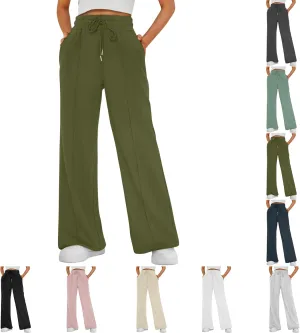 Wide Leg Sweatpants Women Baggy Drawstring High Waisted Flare Pants Y2K Lightweight Joggers with Pockets