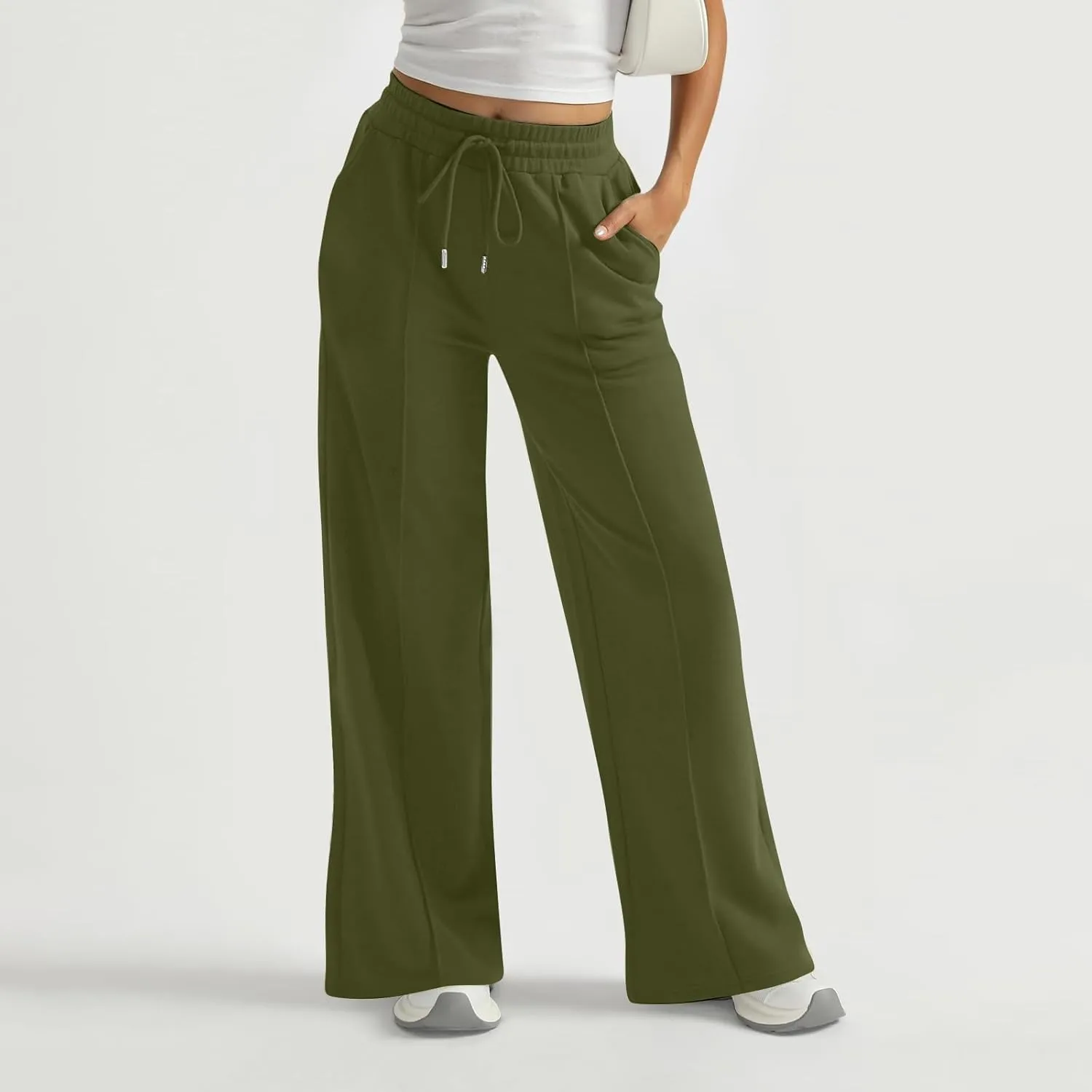 Wide Leg Sweatpants Women Baggy Drawstring High Waisted Flare Pants Y2K Lightweight Joggers with Pockets