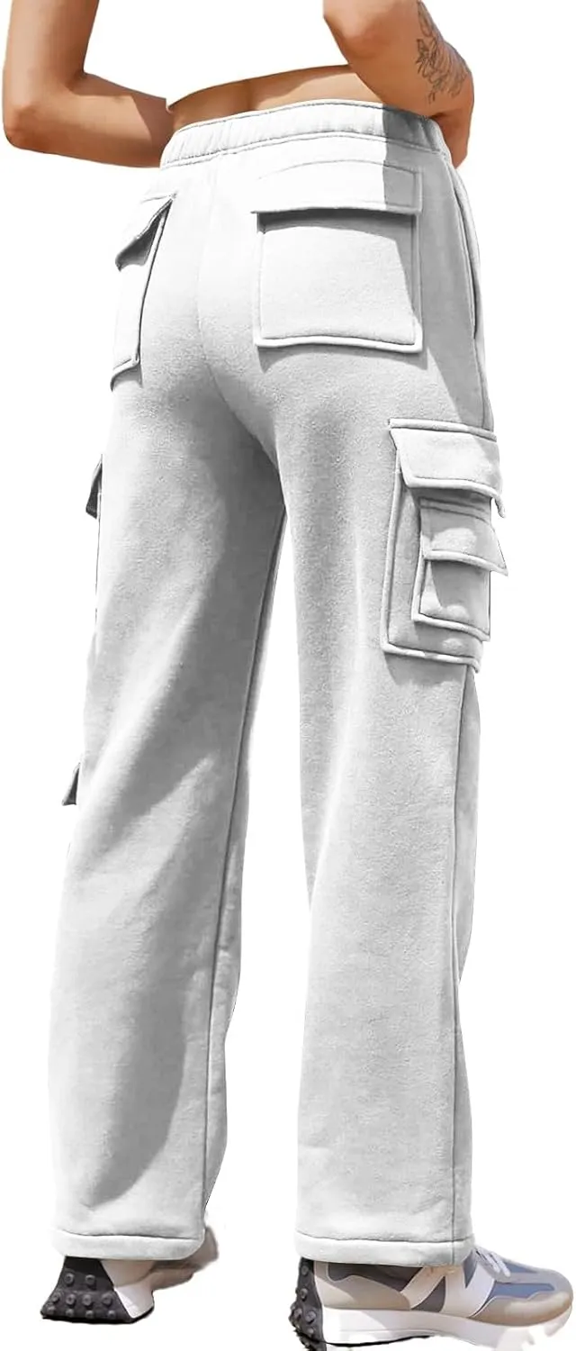 Wide Leg Sweatpants Women Baggy High Waisted Cargo Pants Casual Comfy Workout Lounge Pants with Pockets
