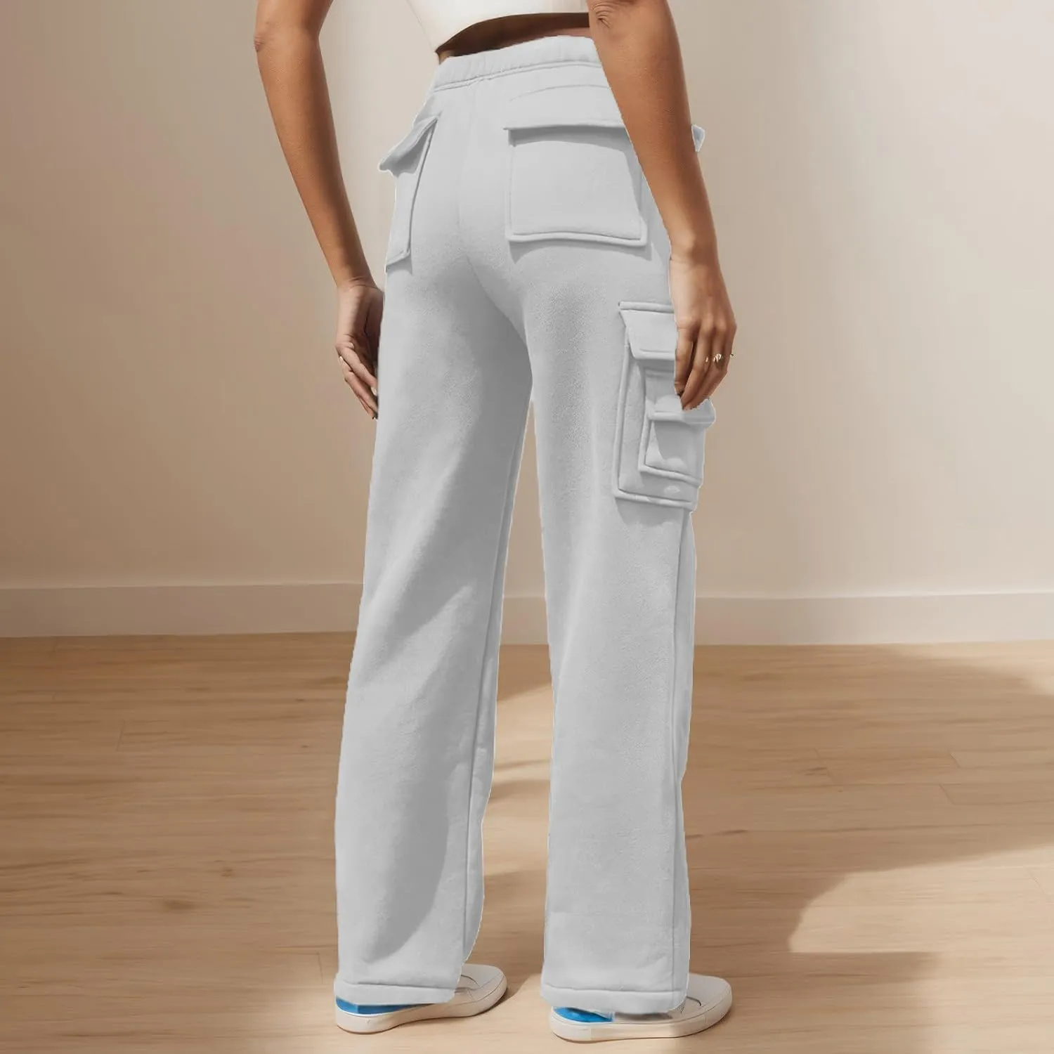 Wide Leg Sweatpants Women Baggy High Waisted Cargo Pants Casual Comfy Workout Lounge Pants with Pockets