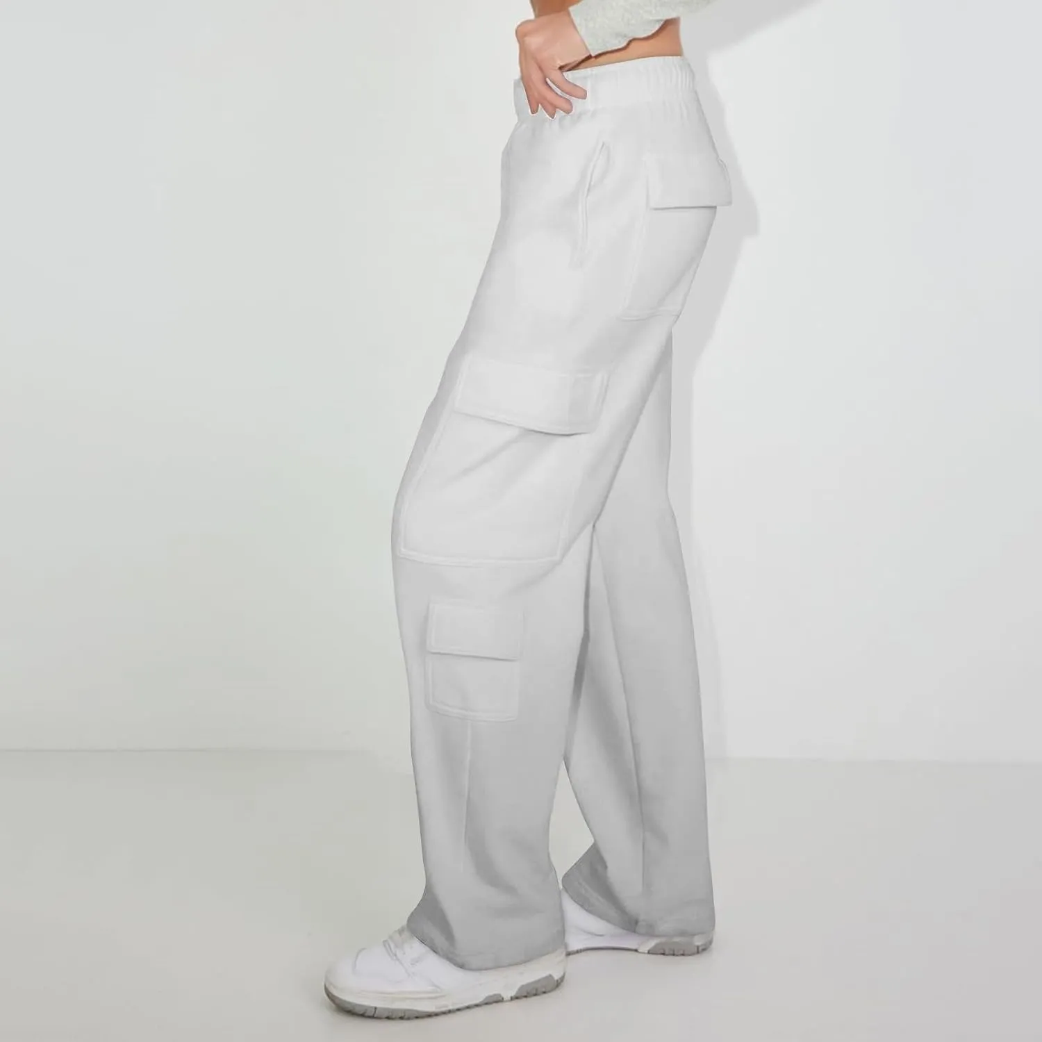 Wide Leg Sweatpants Women Baggy High Waisted Cargo Pants Casual Comfy Workout Lounge Pants with Pockets