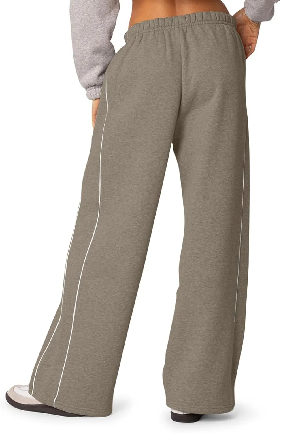 Wide Leg Sweatpants Women Casual Comfy Elastic Low Rise Lounge Pants with Pockets Baggy Fleece Cotton Joggers
