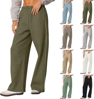 Wide Leg Sweatpants Women Casual Comfy Elastic Low Rise Lounge Pants with Pockets Baggy Fleece Cotton Joggers