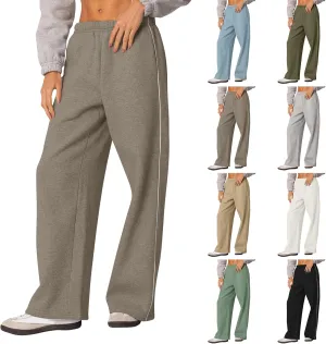 Wide Leg Sweatpants Women Casual Comfy Elastic Low Rise Lounge Pants with Pockets Baggy Fleece Cotton Joggers
