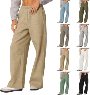 Wide Leg Sweatpants Women Casual Comfy Elastic Low Rise Lounge Pants with Pockets Baggy Fleece Cotton Joggers