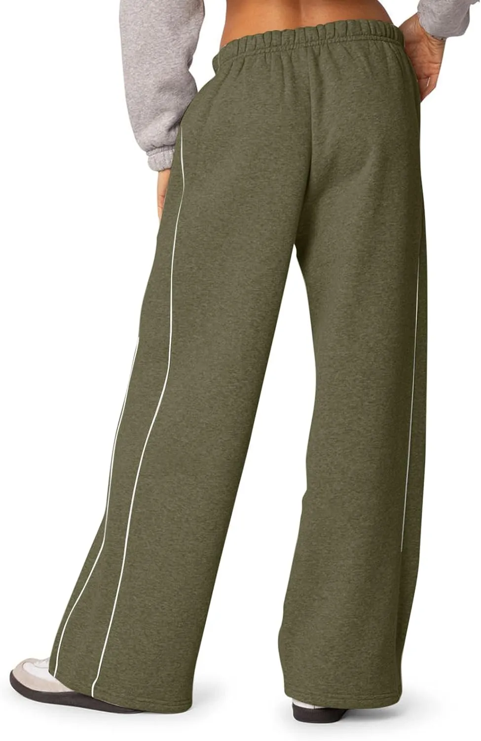 Wide Leg Sweatpants Women Casual Comfy Elastic Low Rise Lounge Pants with Pockets Baggy Fleece Cotton Joggers
